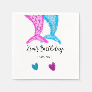 blaue rosa meerjungfrau wasserfarbe name geburtsta serviette