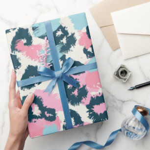 Blaue rosa Pastell-Leopardenflecken Geschenkpapier
