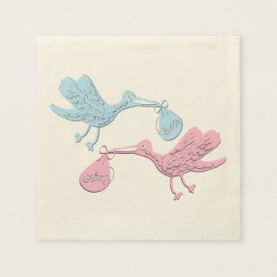 Blaue rosa Störche Serviette
