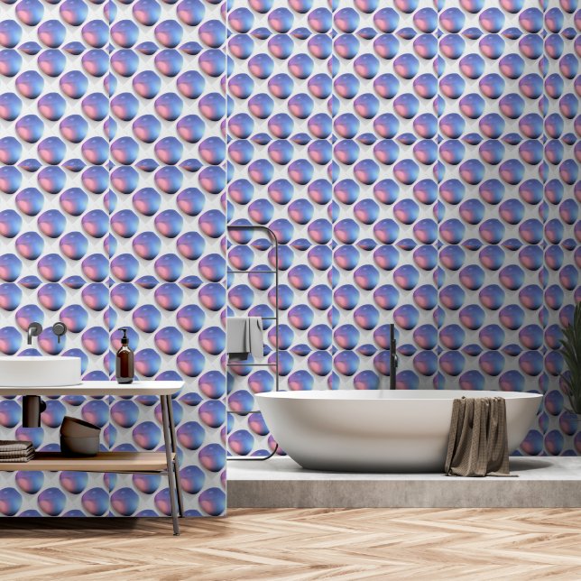 Blaue Rosa Tröpfchen Tapete (Badezimmer)