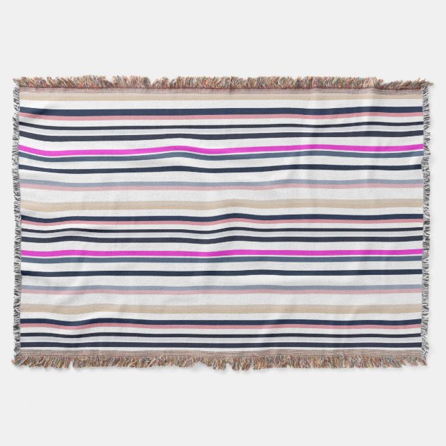 Blaue Rosa und Sandstreifen Decke (Vorderseite)
