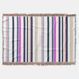 Blaue Rosa und Sandstreifen Decke