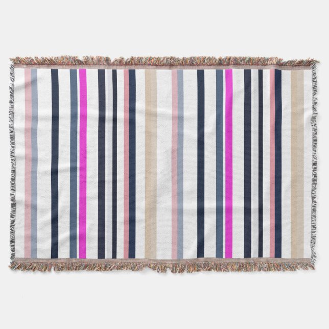 Blaue Rosa und Sandstreifen Decke (Vorderseite)