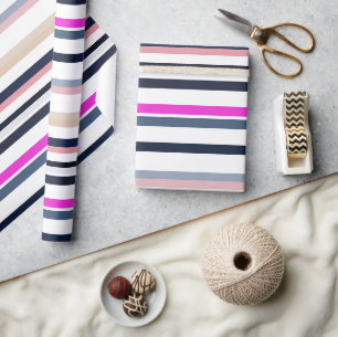 Blaue Rosa und Sandstreifen Geschenkpapier