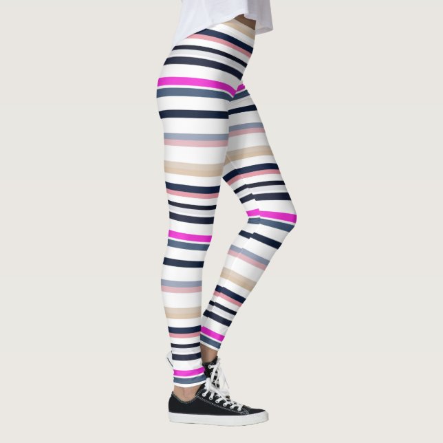 Blaue Rosa und Sandstreifen Leggings (Rechts)