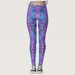 Blaue, rosa und violette groovy abstrakte Retro-Ku Leggings