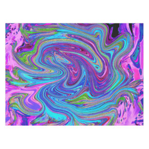 Blaue, rosa und violette groovy abstrakte Retro-Ku Tischdecke