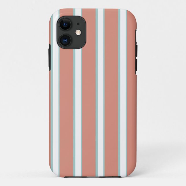 Blaue, rosa und weiße Streifen Case-Mate iPhone Hülle (Rückseite)