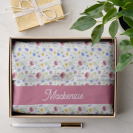 Blaue rosa Wildblumen-Wasserfarben-Tissue-Papier Seidenpapier