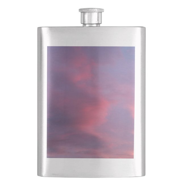 Blaue rosa Wolken Flachmann (Vorderseite)