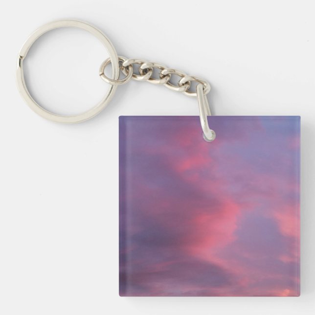 Blaue rosa Wolken Schlüsselanhänger (Vorderseite)