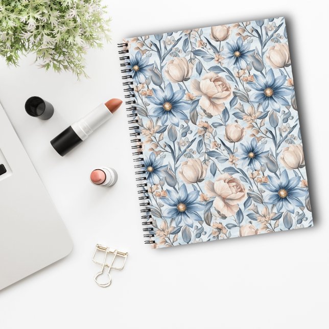 Blaue & rosafarbene botanische Aquarell-Muster Notizbuch (Von Creator hochgeladen)