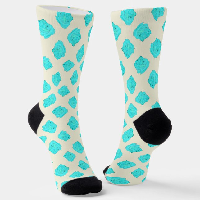 Blaue Rose auf Cremesocken Socken (Gewinkelt)