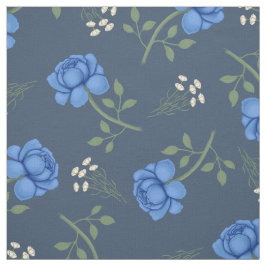 Blaue Rose auf dem Dusky Blue Oversified Calico Stoff