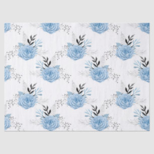 Blaue Rose auf der White Decoupage Seidenpapier
