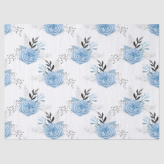 Blaue Rose auf der White Decoupage Seidenpapier