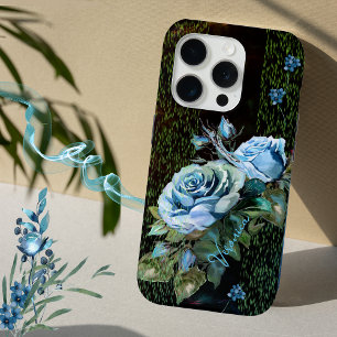 Blaue Rose auf schwarz Case-Mate iPhone Hülle
