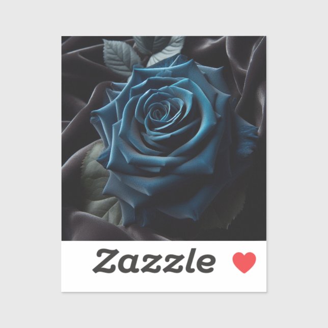 Blaue Rose auf schwarzem Samt Aufkleber (Blatt)