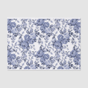 Blaue Rose auf weißem Hintergrund Blumenmuster Seidenpapier