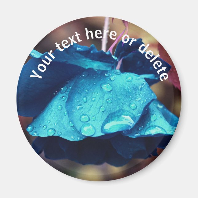 Blaue Rose Blume Abstrakt Personalisiert Magnet (Vorne)