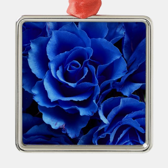 Blaue Rose Blume Pflanze Romantik Ornament Aus Metall (Vorne)