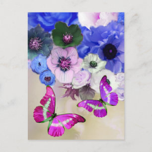 BLAUE ROSE, BLUME UND SCHALTFLÄDEN, Blumenoster Postkarte