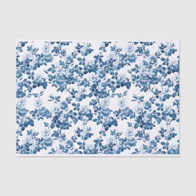 Blaue Rose Blumenrinde Blume Muster Seidenpapier (Vorderseite)