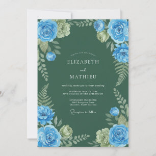 Blaue Rose Botanische Umarmung Hochzeit Einladung
