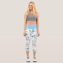 Blaue Rose Capri Leggings