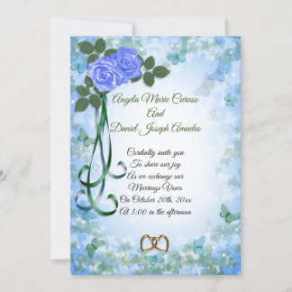 Blaue Rose - Frühjahr-Hochzeit Einladung