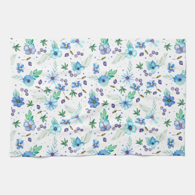 Blaue Rose Geschirrtuch (Horizontal)
