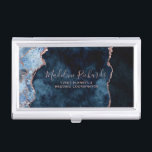 Blaue Rose Gold Aquarellmarmor Agate Gilded Visitenkarten Dose<br><div class="desc">Navy Blue & Rose Gold Foil Watercolor Marmor Agate Gilded Geode Design,  mit modernen und Script-Schriftart. Trendy und Chic Business Card Case! ~ Karo mein Shop zu sehen,  die gesamte Suite für dieses Design!</div>