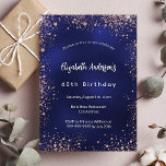 Blaue Rose Gold Glitzern Luxus Einladung<br><div class="desc">Eine moderne,  stilvolle und glamouröse Einladung für eine 40. Geburtstagsfeier (oder jedes Alter). Marineblau,  mit Rose vergoldeten Imitaten Glitzer,  Glitzern. Die blaue Farbe ist ungleichmäßig. Personalisieren Sie Ihren Namen und Ihre Party-Daten und fügen Sie diese hinzu.</div>