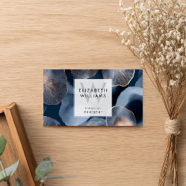 Blaue Rose Gold Monogramm moderne Visitenkarte