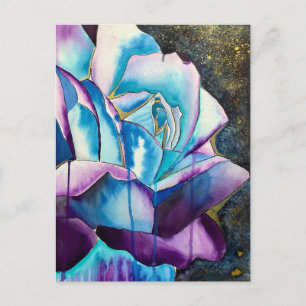 Blaue Rose Gothic Originalkunst Postkarte
