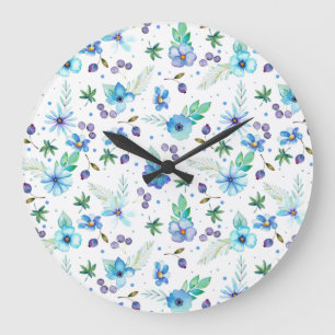 Blaue Rose Große Wanduhr