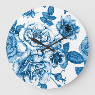 Blaue Rose Große Wanduhr