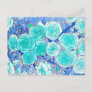 Blaue Rose, Grüne Blätter Rose Garten Sommer Blume Postkarte