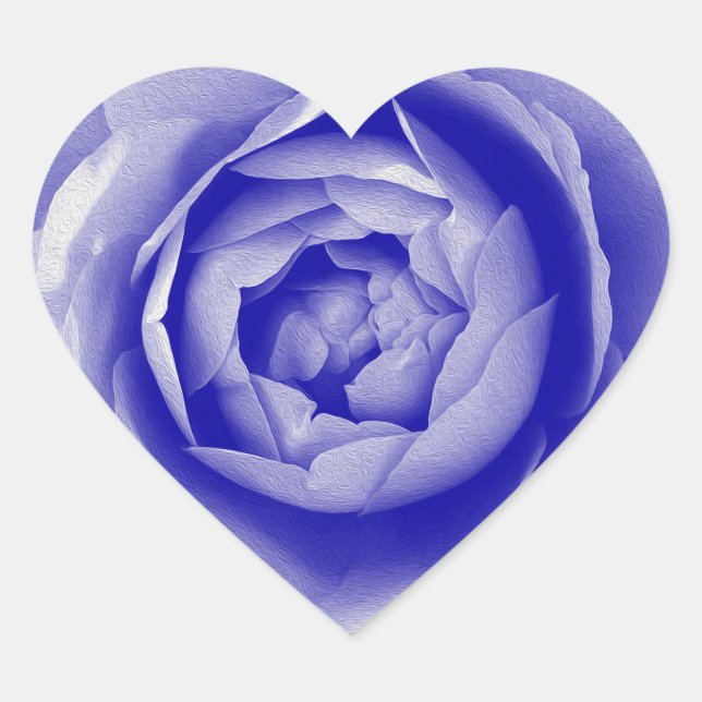 Blaue Rose Herz-Aufkleber (Vorderseite)
