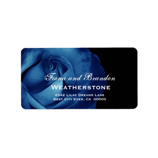 Blaue Rose Hochzeit A003 Adressaufkleber (Vorne)