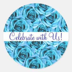 Blaue Rose Hochzeitsticker Runder Aufkleber