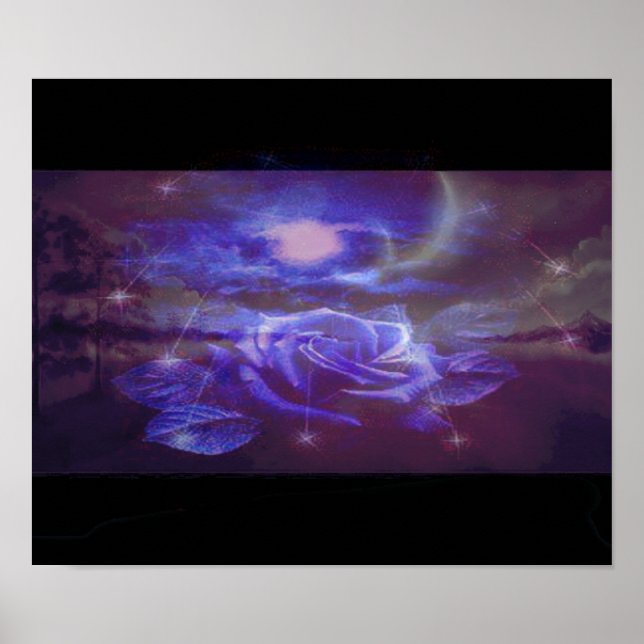 Blaue Rose im Sky Poster (Vorne)