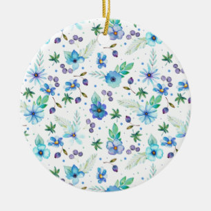 Blaue Rose Keramik Ornament