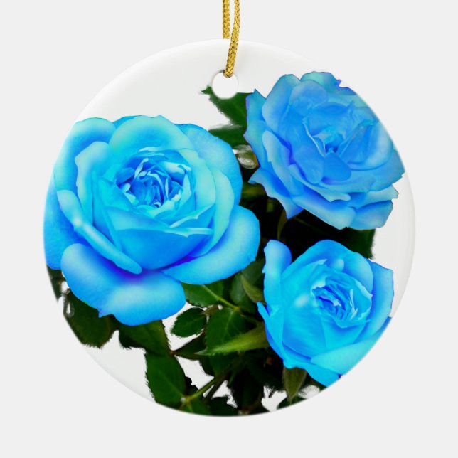 Blaue Rose Keramik Ornament (Vorne)