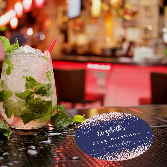 Blaue Rose Konfetti Runder Pappuntersetzer (Von Creator hochgeladen)