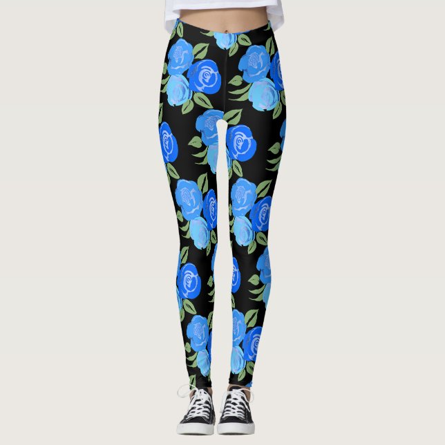 Blaue Rose Leggings (Vorderseite)