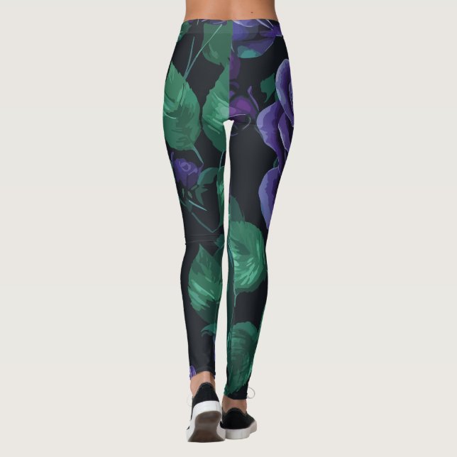 Blaue Rose Leggings (Rückseite)