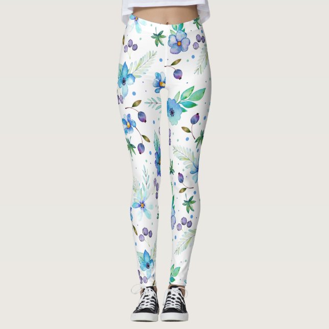 Blaue Rose Leggings (Vorderseite)