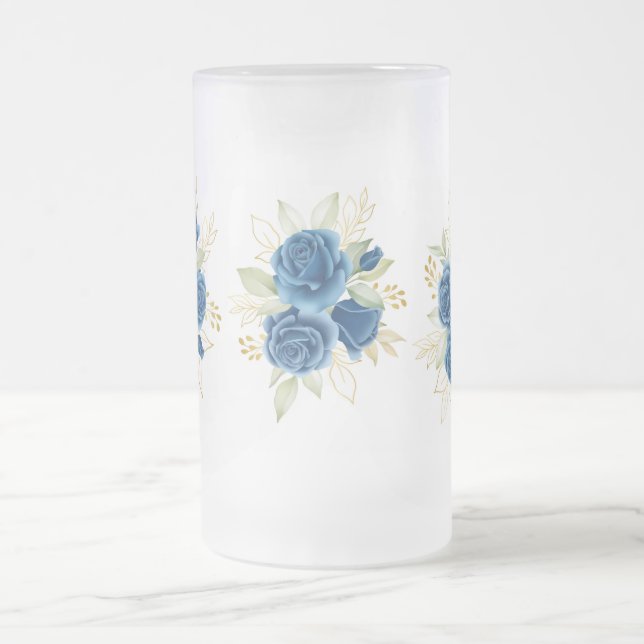 Blaue Rose Mattglas Bierglas (Mittel)
