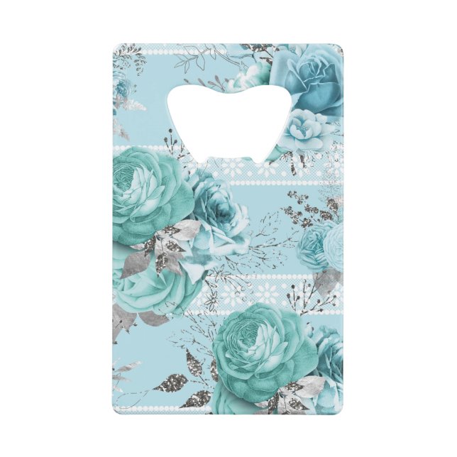Blaue Rose mit Lace Geldbeutel Flaschenöffner (Vorderseite)